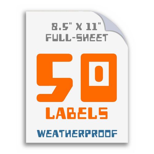 Waterproof laser labels 8.5x11 full sheet polyprop tearproof white 50 sheets for sale