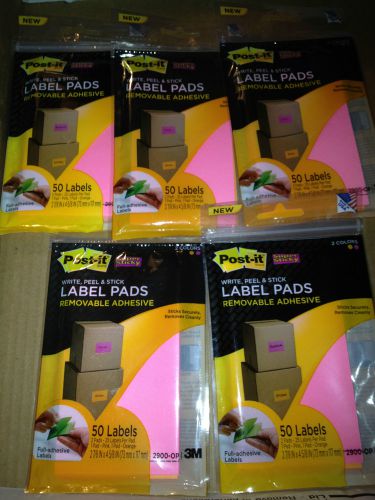 3M Post-it 50 Full Adhesive Label Pads 2900-OP LOT OF 5 PACKS NEW SEALED