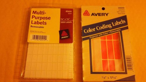 Avery Labels Lot of 2 Packs 05414 1000 labels &amp; 05059 - Color Coding 500 Labels