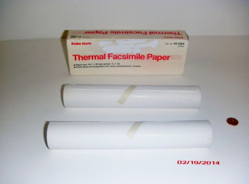 2- Rolls Thermal Facsimile Paper 43-1264 Radio Shack 8 1/2&#034; x 49&#039;