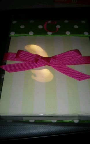 Cute letter c girly pink green and white polka dots  stripes notepad holder new for sale