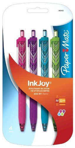 Sanford 1862402 Inkjoy 300rt Ballpoint Pen, Fashion Wrap, Assorted, 4/pk