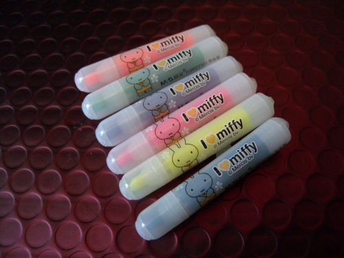 Mini Set of 6 Miffy Fluorescent Highlighter Marker Pens