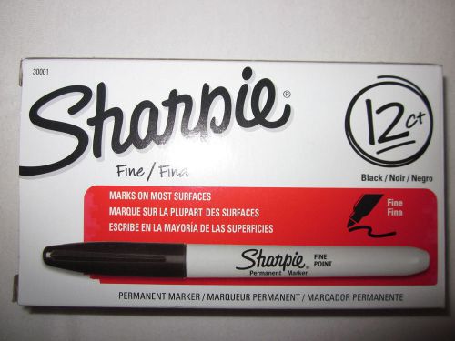Brand New in Box 12 Black Sharpies Permanent Markers - Fine