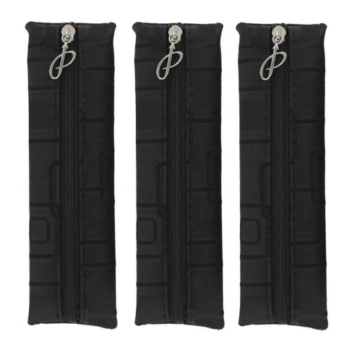 Parker Fabric Zippered Fine Writing Pen Pouch, Black - Pack of 3