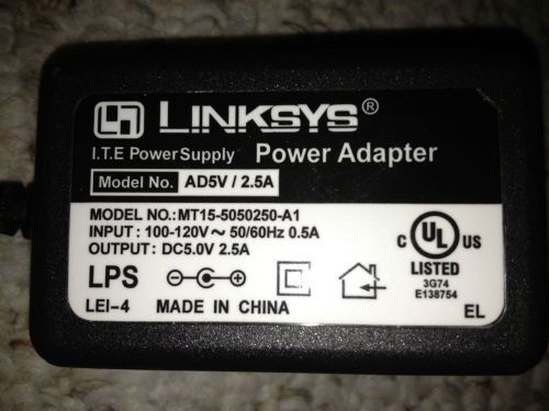 Linksys Power Supply Adapter Model MT15-5050250-A1 5 VDC 2.5A AD5V