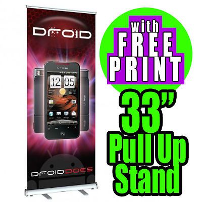 Aluminum 33&#034; x 80&#034; Retractable Roll Up Banner Stand Trade Show Signage Display