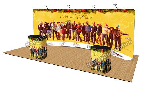 Trade show waveline curve fabric pop-up booth 20 ft / dye sublimation graphics for sale