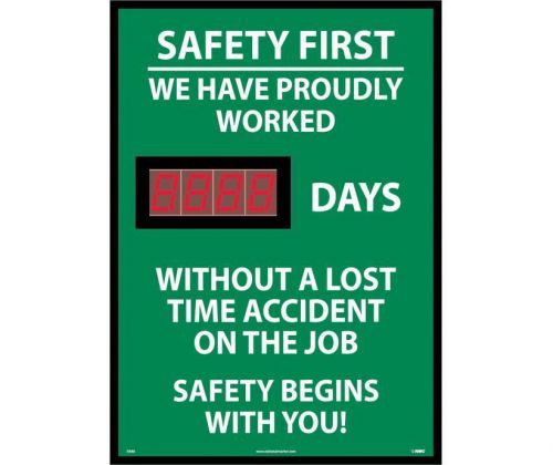 Nmc dsb8 safety digital scoreboard - we proudly worked x days w/o accident 28x20 for sale