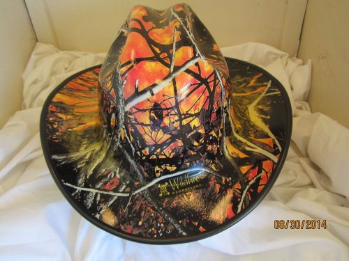 New custom hydrographic western outlaw cowboy style hard hat w/ratchet camo for sale