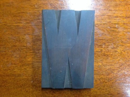 Capital letter &#034;W&#034; or &#034;M&#034; 7&#034; letterpress wood printing block vintage wooden type