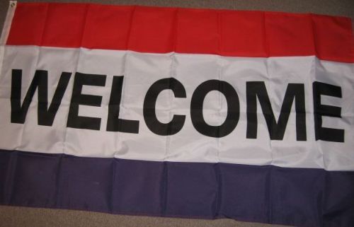 Welcome flag poly new welcome flag red wh blue free shipping texas power shipper for sale