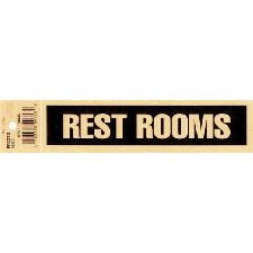 Rest Rooms Sign Black &amp; Gold 2&#039;&#039; x 8&#039;&#039;