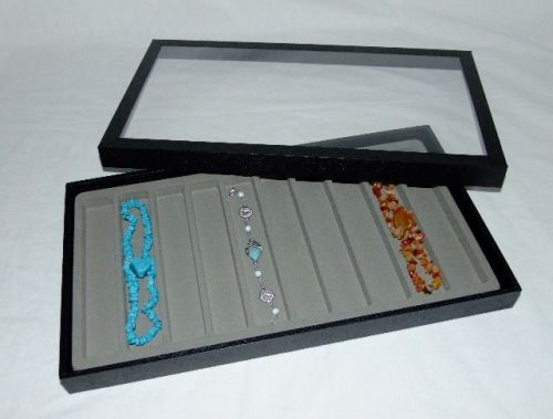 10 Slot Necklace/Bracelet Display Removable Top With Gray Interior