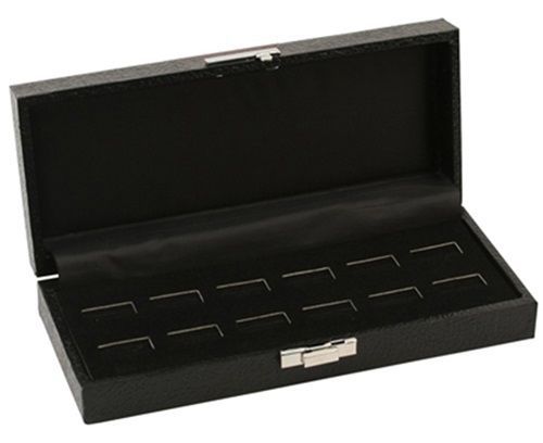 1 Black Wide Slot 12 Ring Display Portable Storage Box Case Organizer
