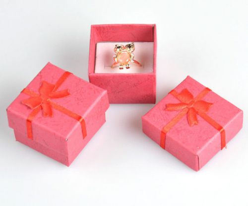 Hot Wholesale lots 24pcs Romantic Red bowknot Ring gift Boxes JEWELRY SUPPLIES