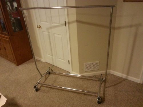Commercial grade single rail rolling garment rack - collapsible for sale
