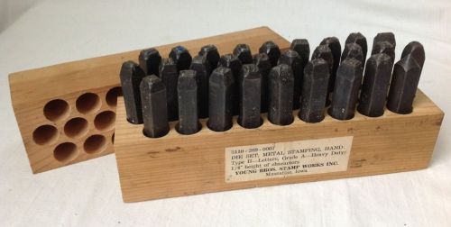Vtg young bros 1/4&#034; letter stamp die punch 28 pc machine cut steel metal grade a for sale