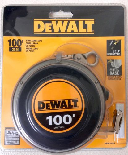 Dewalt 100&#039; steel long tape measure self retracting metal case dwht34201 • new • for sale