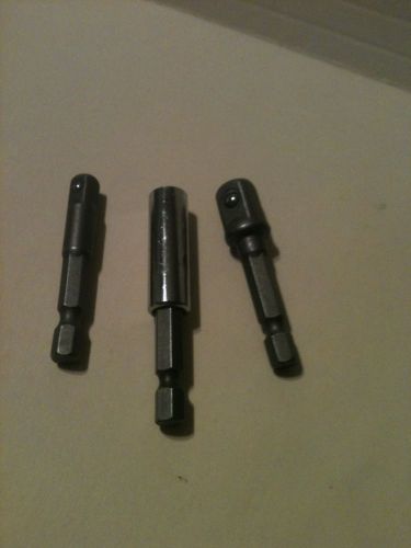 3 Pc Power Driver Adapter set 1/4&#034; 1/2&#034; 2&#034; Extension