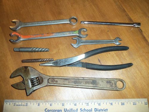 8 - Proto, Craftsman, Hazet tools. Tubing wrench, eze outs, adjustable wrench