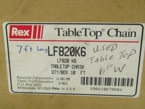 Rex lf820k6 white 6&#034; wide ss pin table top chain 7 ft for sale