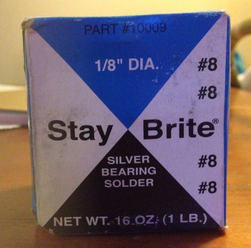 New Stay Brite Silver Bearing Solder 1/8&#034; DIA. #8 1LB