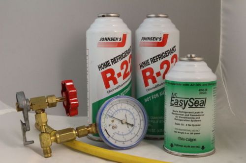 R22, A/C RECHARGE KIT WITH 2 CANS R22, EASY SEAL, TEST GAUGE Air Conditioning