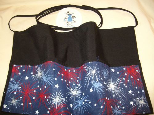 Black server waist half apron shimmery fireworks waitress cafe bar waist apron for sale
