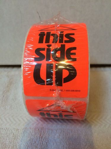 500 Labels of 3x2 ARROW Bright Orange This Side Up Shipping Rolls.