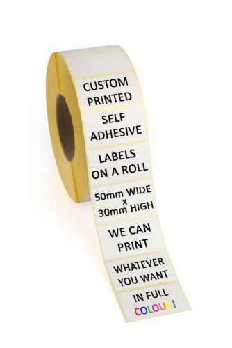 FULL COLOUR Self Adhesive Labels Stickers - 50mm x 30mm - 250 Labels on a Roll