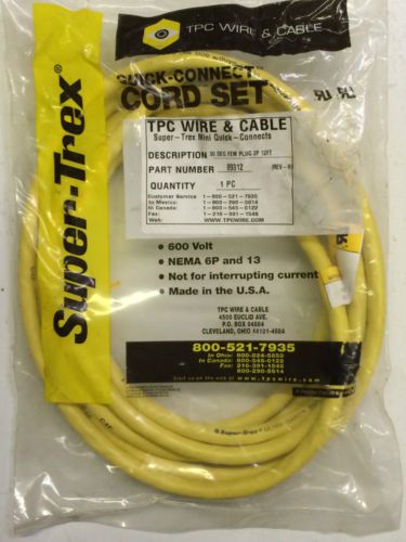 TPC Super Trex 89312 Quick Connect, 90 deg, Female Plug, 3 Pole, 12 foot