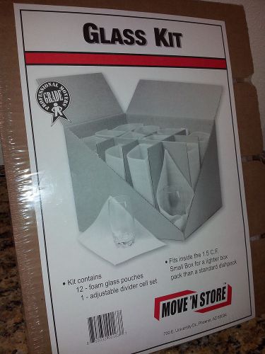 Move N Store Glass Kit 12 Foam Pouches Use with small Box 1.5  cu ft  New