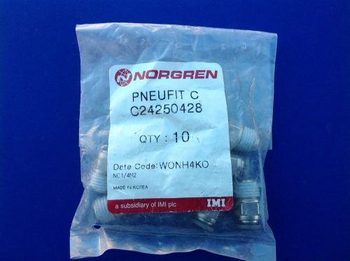 New Norgren Pneufit C24250428 1/4 x 1/4 NPT Straight Adapter Qty 10