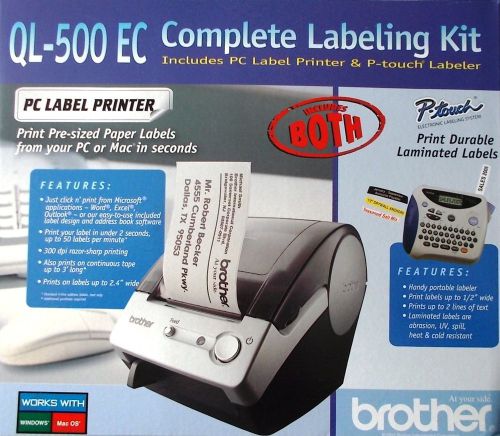 NEW Brother QL-500 EC Labeling Bundle Desktop PC Labeler P-touch Labeler PC MAC