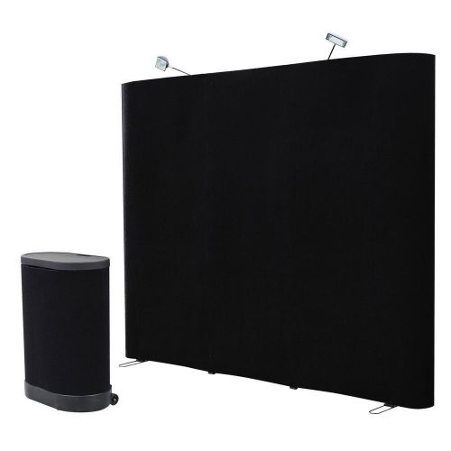 8&#039; black straight pop up display trade show booth spotlight - no case for sale