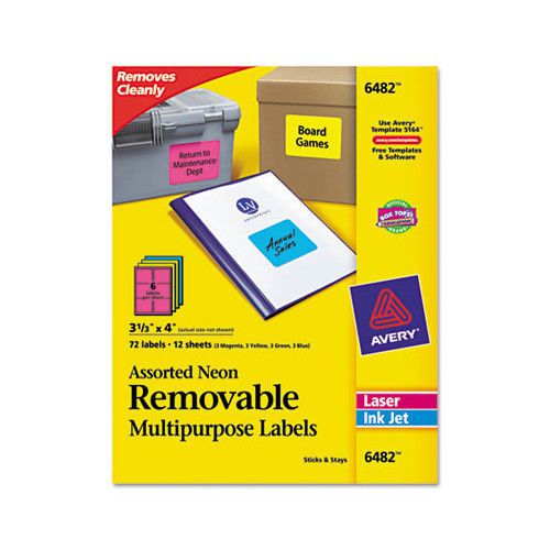 Avery Removable Self-Adhesive Color-Coding Labels 3.33&#034; H x 4&#034; W