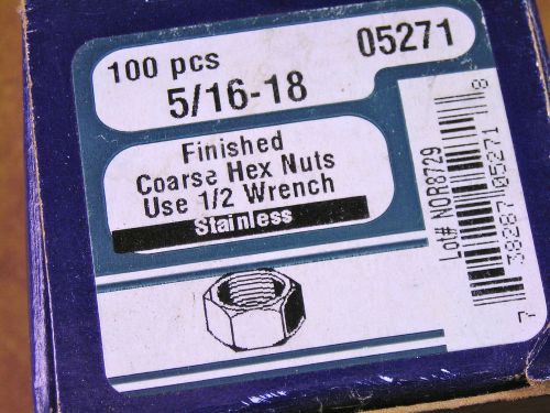 MIDWEST #05271  5/16-18 FINISHED COARSE HEX NUTS STAINLESS STEEL- 100 COUNT