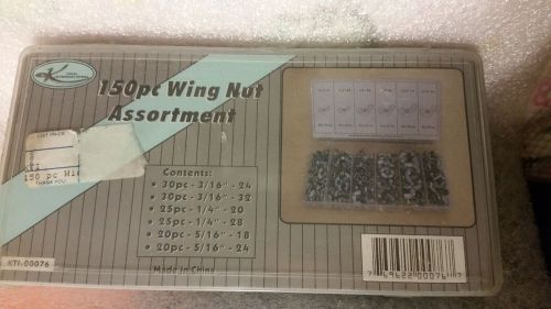 150 pc assortment wing nut bolt twist sae standard 6 size wingnuts assorted case for sale