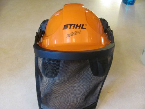 Stihl safety hard hat w/screen shield, ear muffs for sale