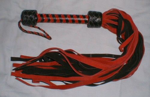 Black/Red Patent Leather 36-Tail Flogger Suede - NEW WHIP - HORSE TRAINING TOOL