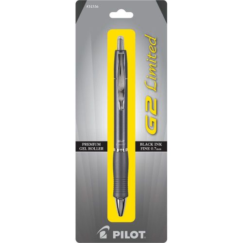 Pilot g2 limited retractable gel ink roller ball pen fine black ink grey pen. for sale