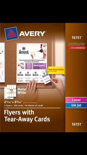 AVERY 16151 Flyers with Tear-Away Cards, White, 2-1/10&#034; x 3-3/10&#034;, 120 Pack