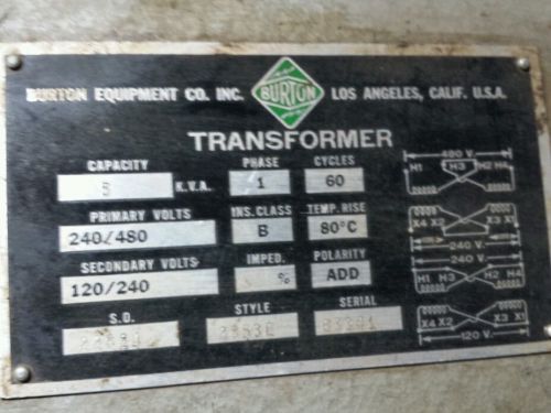 Burton Equipment Co Transformer 2353E
