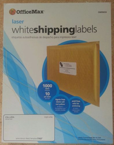 1000 OfficeMax OM99059 Shipping Labels 2&#034; x 4&#034; - uses Avery 5163 Template