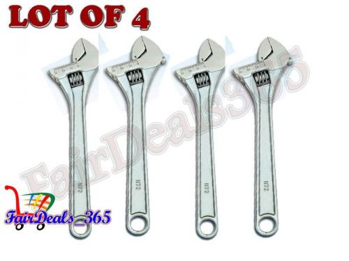 BRAND NEW  LOT OF 4 PCS ADJUSTABLE WRENCH SPANNERS CHROME FINISH 8&#034; 200MM