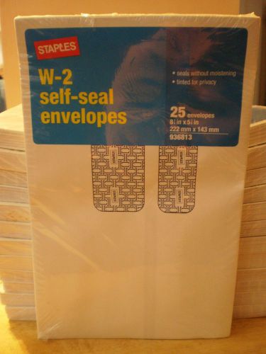 LOT OF 325 STAPLES BRAND W-2 SELF-SEAL ENVELOPES (13 PACKS OF 25 EACH) L@@K!!