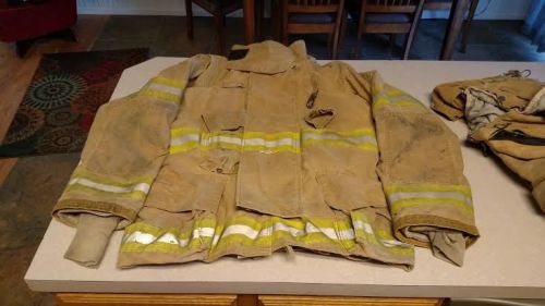 Retired/surplus fire fighter bunker turnout gear - jacket (3) pants - fabric for sale