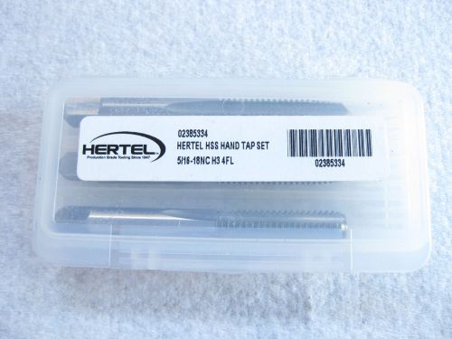 NEW 5/16-18  3pc TAP SET HERTEL TAPER, PLUG AND BOTTOM MADE IN THE USA