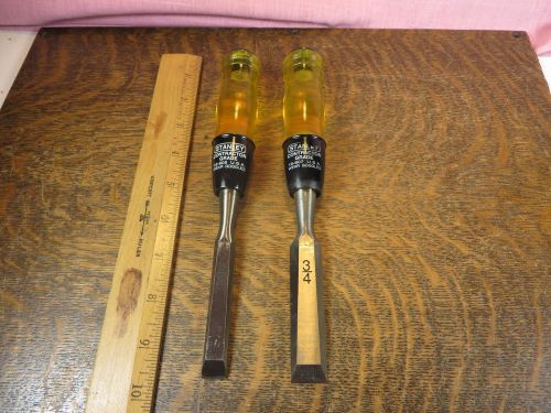 2 Very Clean STANLEY Contractor Grade Wood Chisels # 16-905 -2/1&#034; &amp; 16-907- 3/4&#034;